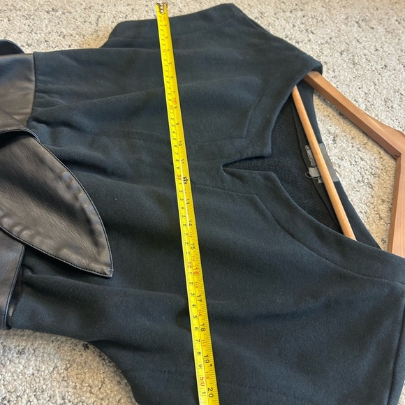 Anthropologie size S Black Top with Faux Leather Detail- GUC black cotton fades - Picture 10 of 12